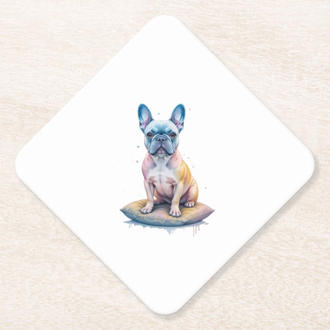 French Bulldog Colorful and Artistic Paper Coaster (Front)