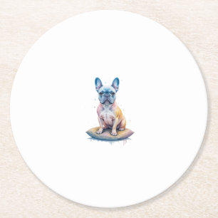 French Bulldog Colorful and Artistic Round Paper Coaster