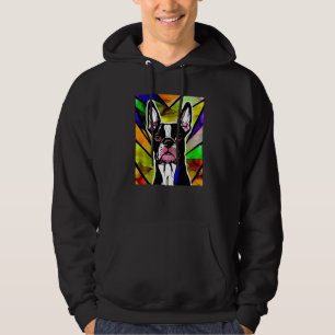 French Bulldog - Colorful Stained Glass Pop Art Pr Hoodie