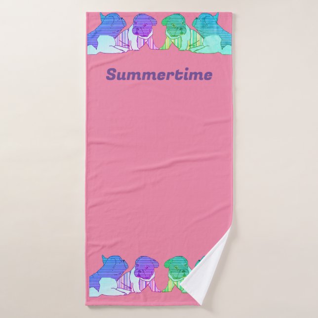 French Bulldog Comic Neon French Bulldog Bath Towel (Bath Towel)