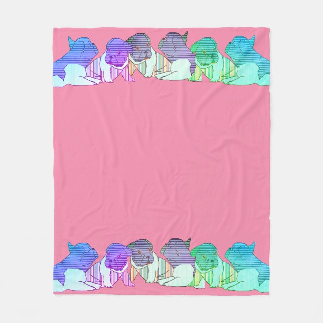 French Bulldog Comic Neon French Bulldog Fleece Blanket (Front)