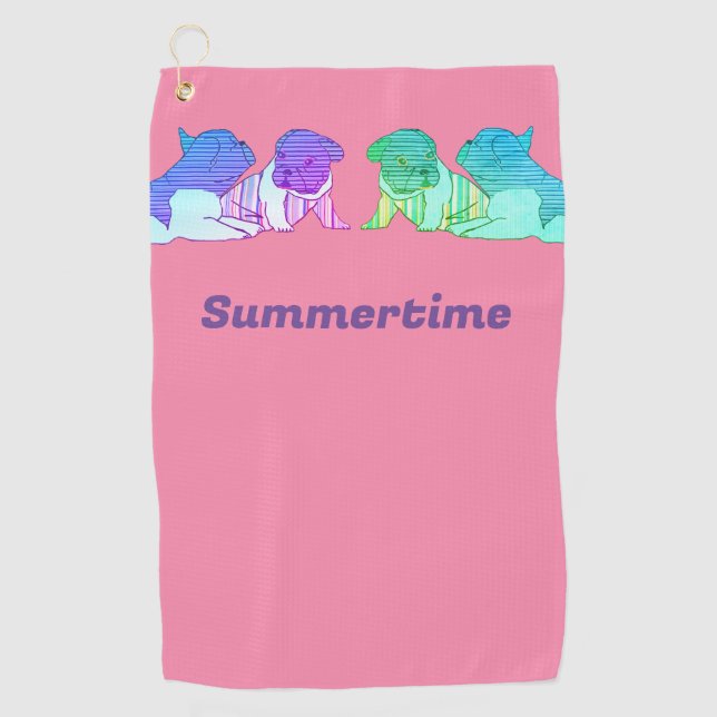 French Bulldog Comic Neon French Bulldog Golf Towel (Front)