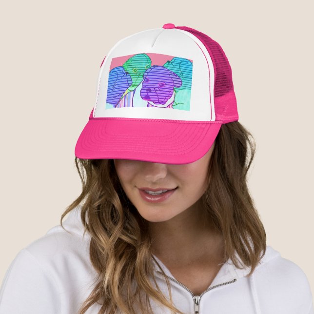 French Bulldog Comic Neon French Bulldog Trucker Hat (In Situ)
