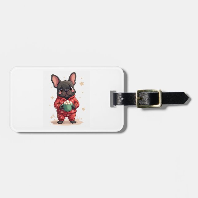 French Bulldog Cosy Cocoa Luggage Tag (Front Horizontal)