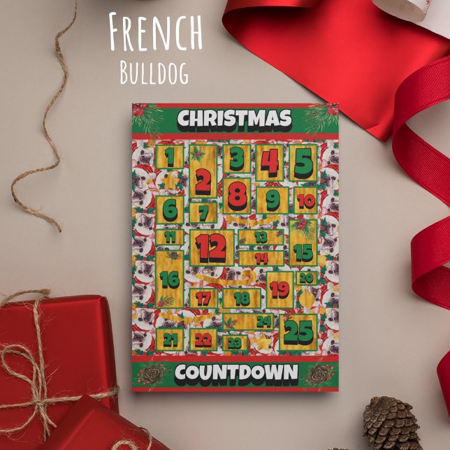 French Bulldog Countdown Christmas Advent Calendar Holiday Card (Creator Uploaded)