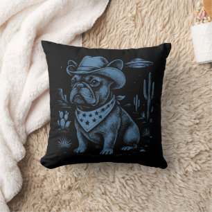 French Bulldog Cowboy UFO Cowboy Dog Cushion
