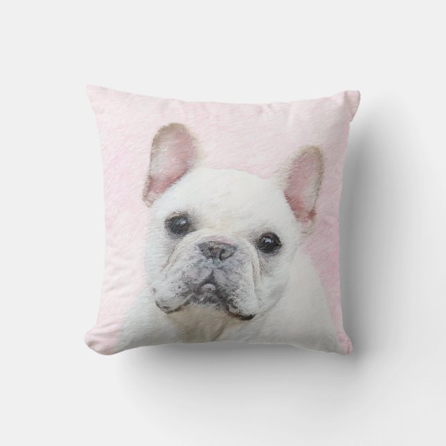 French Bulldog (Cream/White) Painting - Dog Art Cushion (Front)