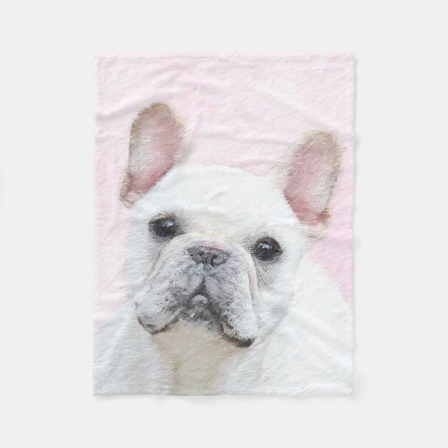 French Bulldog (Cream/White) Painting - Dog Art Fleece Blanket (Front)