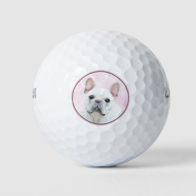 French Bulldog (Cream/White) Painting - Dog Art Golf Balls (Front)