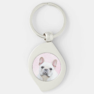 French Bulldog (Cream/White) Painting - Dog Art Key Ring