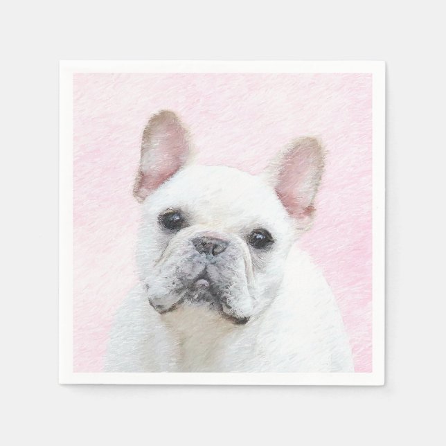 French Bulldog (Cream/White) Painting - Dog Art Napkin (Front)