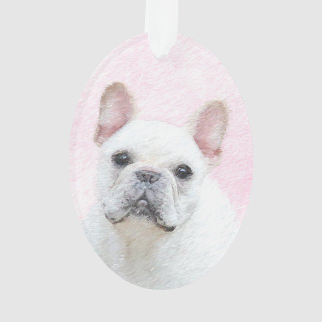 French Bulldog (Cream/White) Painting - Dog Art Ornament (Back)