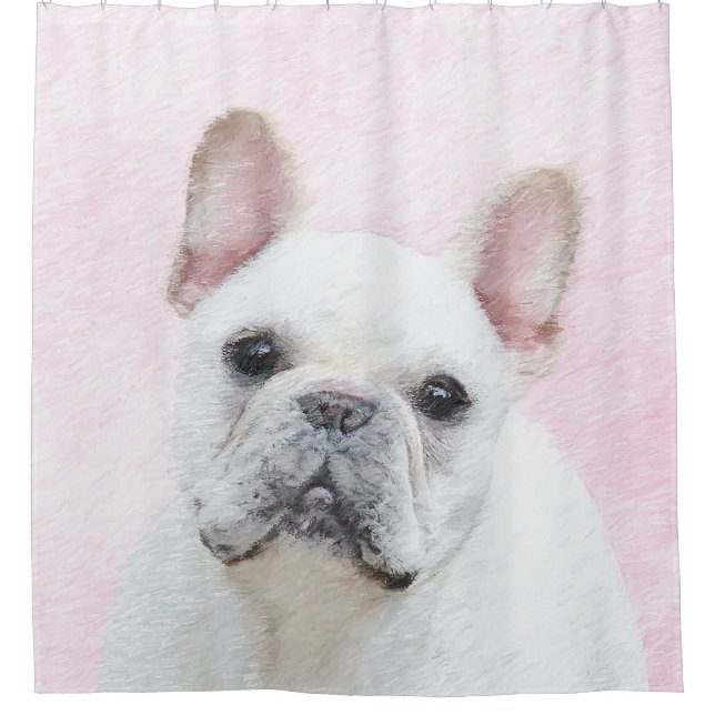 French Bulldog (Cream/White) Painting - Dog Art Shower Curtain (Front)