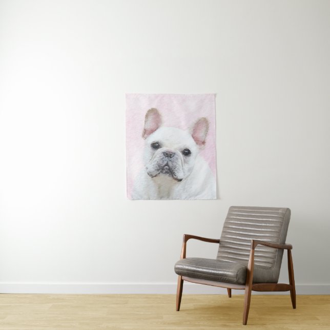 French Bulldog (Cream/White) Painting - Dog Art Tapestry (In Situ)