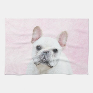 French Bulldog (Cream/White) Painting - Dog Art Tea Towel
