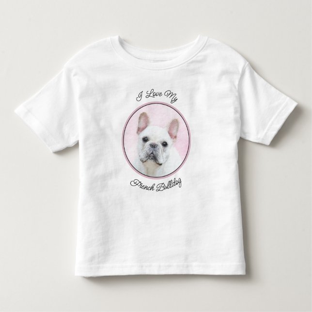 French Bulldog (Cream/White) Painting - Dog Art Toddler T-Shirt (Front)