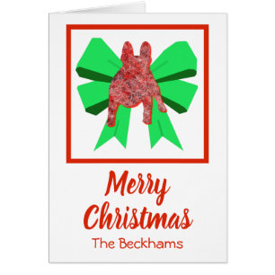 French Bulldog Cute Christmas Dog & Bow Card