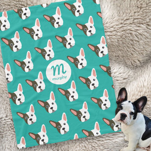 French Bulldog Cute Dog Custom Monogram Your Fleece Blanket