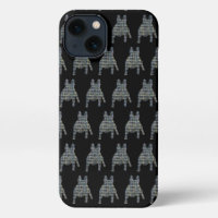 French Bulldog Cute Dog Silhouette Grid Black