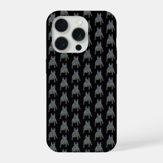 French Bulldog Cute Dog Silhouette Grid Black iPhone 15 Pro Case