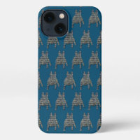 French Bulldog Cute Dog Silhouette Grid White