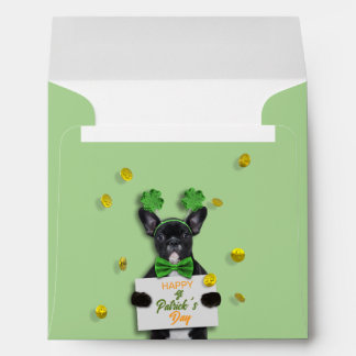French Bulldog Cute Happy St. Patrick’s Day Clover Envelope