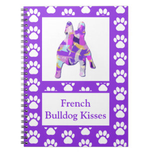 French Bulldog Cute Pet Silhouette Purple PY&B Notebook