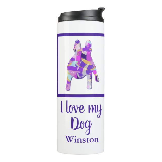 French Bulldog Cute Pet Silhouette Purple PY&B  Thermal Tumbler (Rotated Left)
