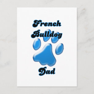 French Bulldog Dad Blue Pawprint Postcard