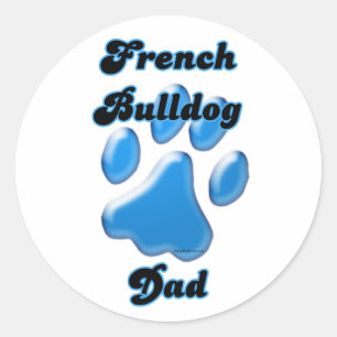 French Bulldog Dad Blue Pawprint - Sticker