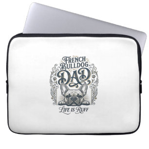 French Bulldog Dad Life Is Ruff Vintage Shirt Desi Laptop Sleeve