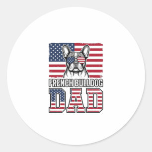 French Bulldog Dad Patriotic Vintage Classic Round Sticker
