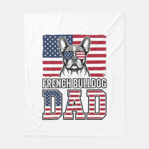 French Bulldog Dad Patriotic Vintage Fleece Blanket