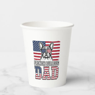 French Bulldog Dad Patriotic Vintage Paper Cups
