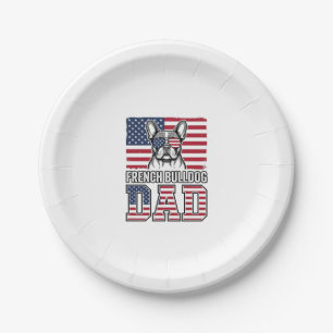 French Bulldog Dad Patriotic Vintage Paper Plate