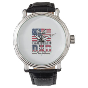 French Bulldog Dad Patriotic Vintage Watch