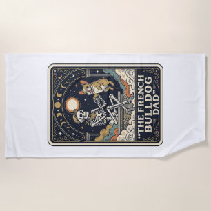 French Bulldog Dad Vintage Skeleton Tarot Shirt_1 Beach Towel
