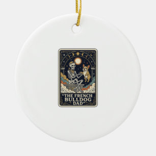 French Bulldog Dad Vintage Skeleton Tarot Shirt_1 Ceramic Tree Decoration
