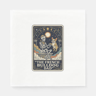 French Bulldog Dad Vintage Skeleton Tarot Shirt_1 Napkin