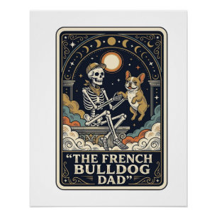 French Bulldog Dad Vintage Skeleton Tarot Shirt_1 Poster