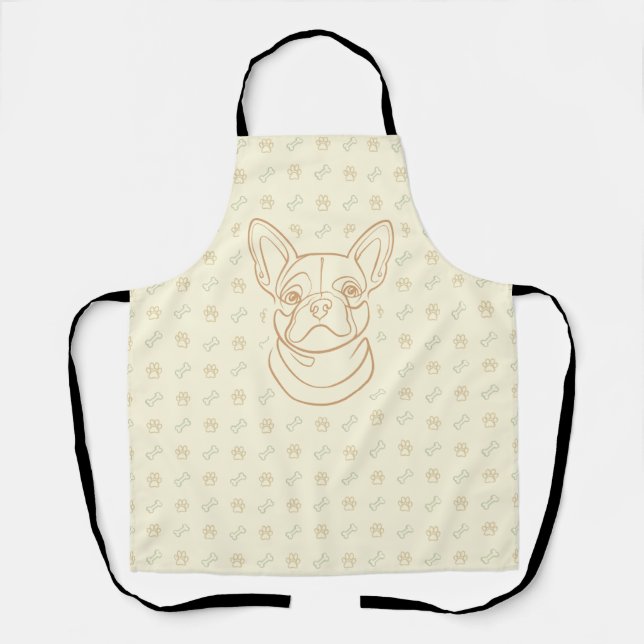 French Bulldog Decorative Line Art Pattern Apron (Front)