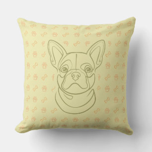French Bulldog Decorative Line Art Pattern Cushion