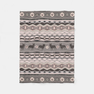 French Bulldog - Decorative Pattern in pastels Fleece Blanket