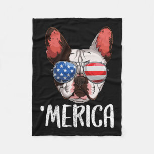 French Bulldog Dog 4th Of July American Flag 2  Fleece Blanket