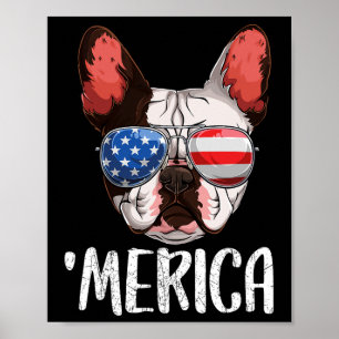 French Bulldog Dog 4th Of July American Flag 2 Poster