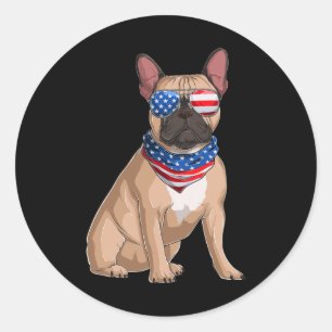 French Bulldog Dog 4th Of July American Flag Classic Round Sticker