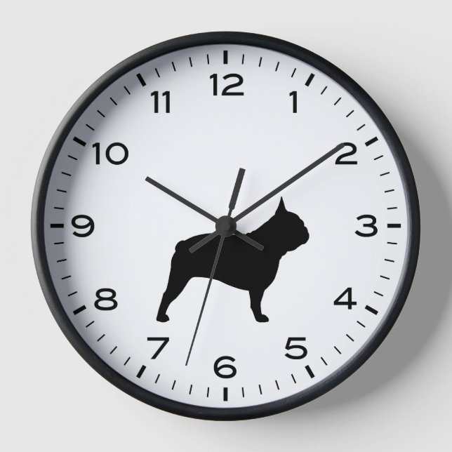 French Bulldog Dog Breed Silhouette Clock (Front)