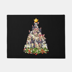 French Bulldog dog Christmas Light decor Xmas tree Doormat