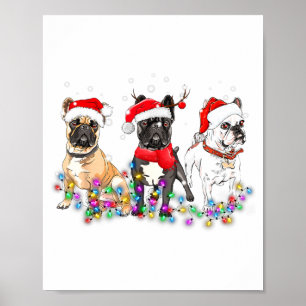 French Bulldog Dog Christmas Lights Cute Pet Match Poster