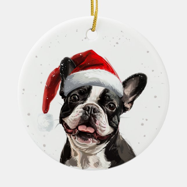 French Bulldog Dog Christmas Personalized Ceramic Tree Decoration (Front)